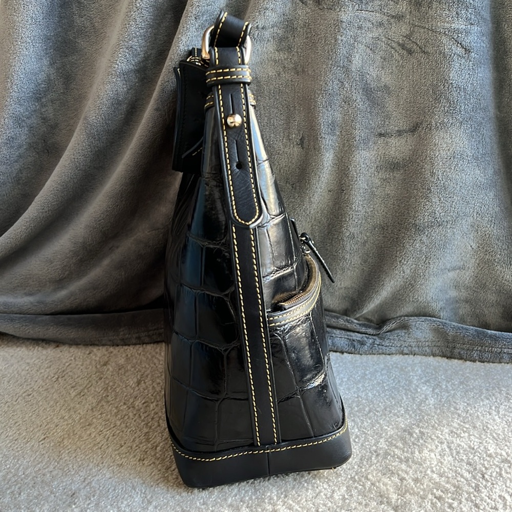 Dooney & Bourke Black Crocodile-Pattern Leather Handbag - Picture 5 of 15